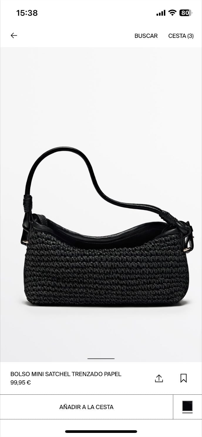 Bolso mini satchel trenzado papel - Massimo Dutti