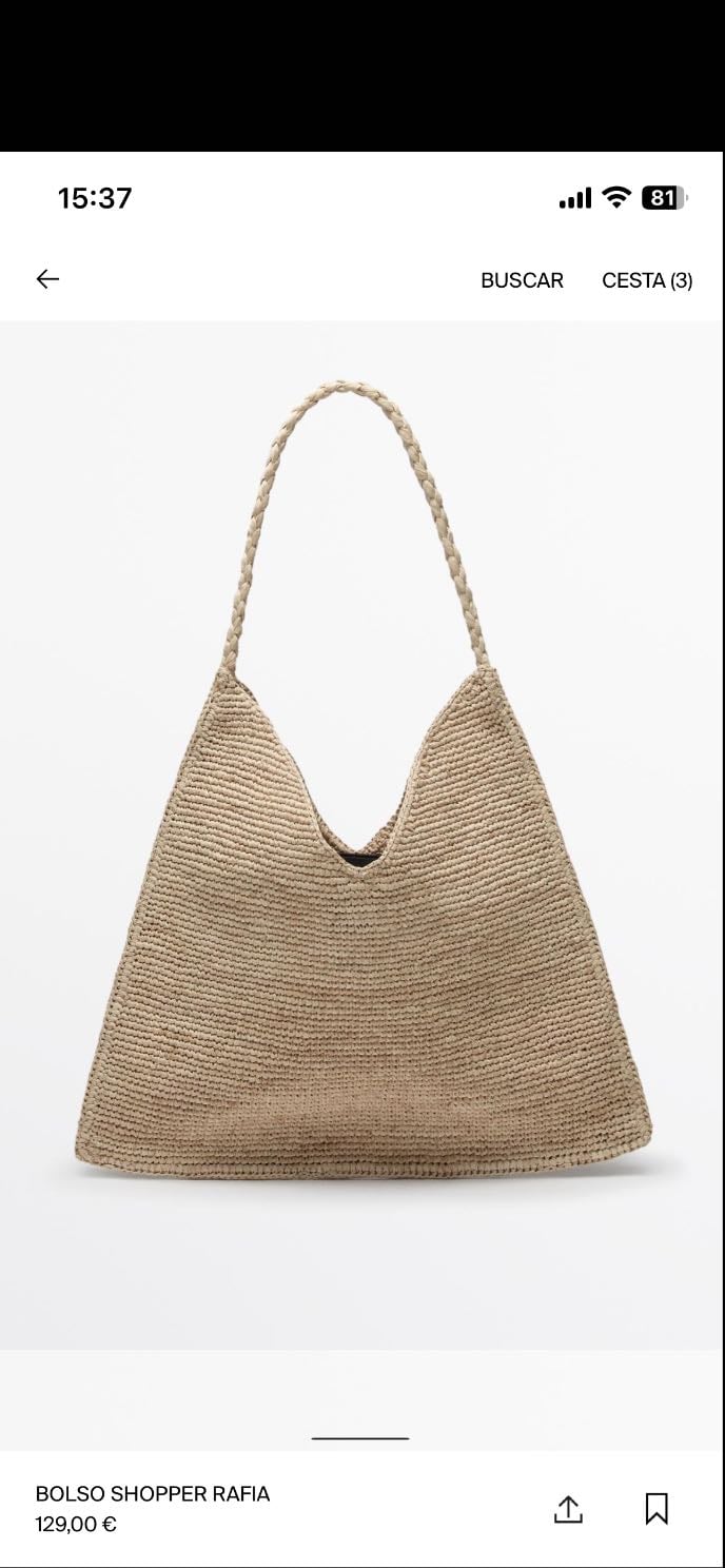 Bolso shopper rafia - Massimo Dutti
