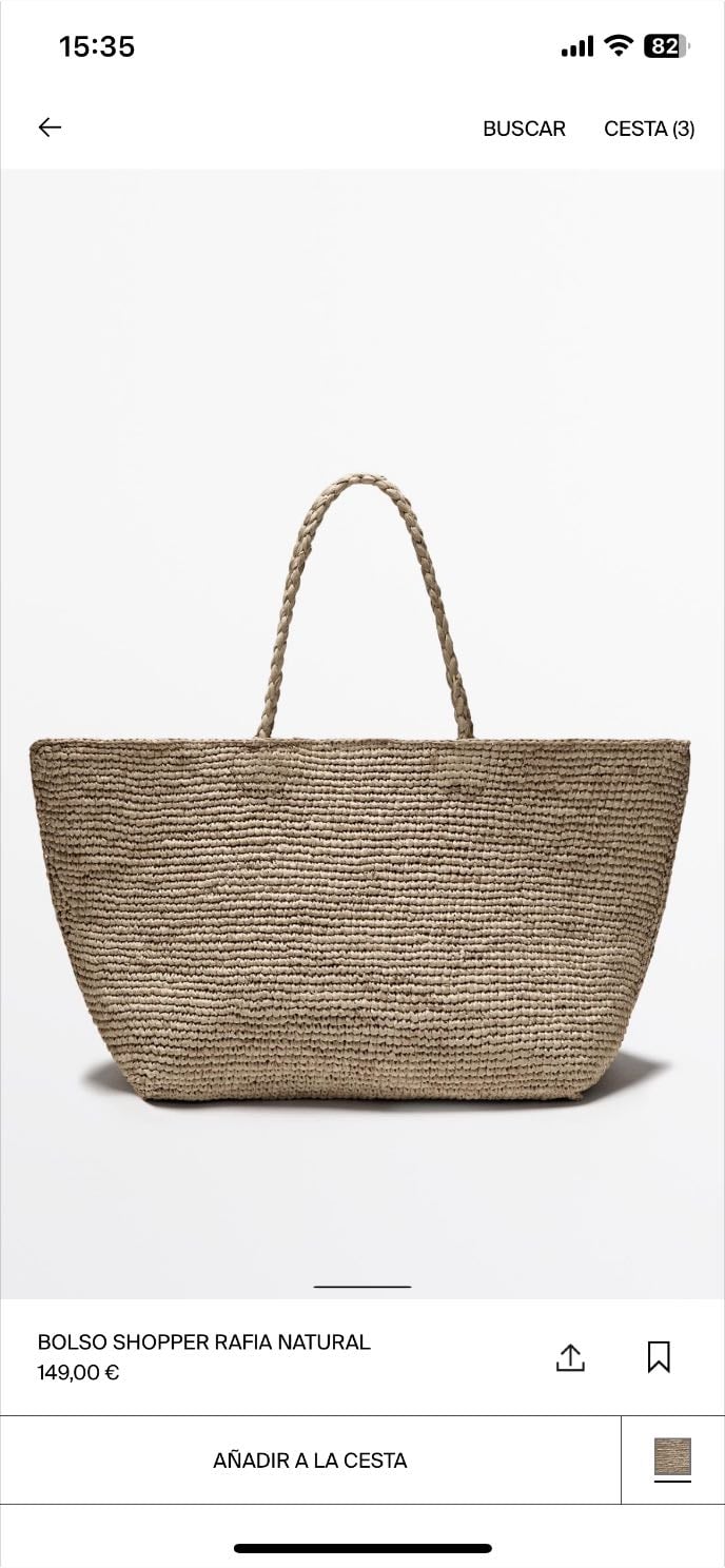 Bolso shopper rafia natural - Massimo Dutti