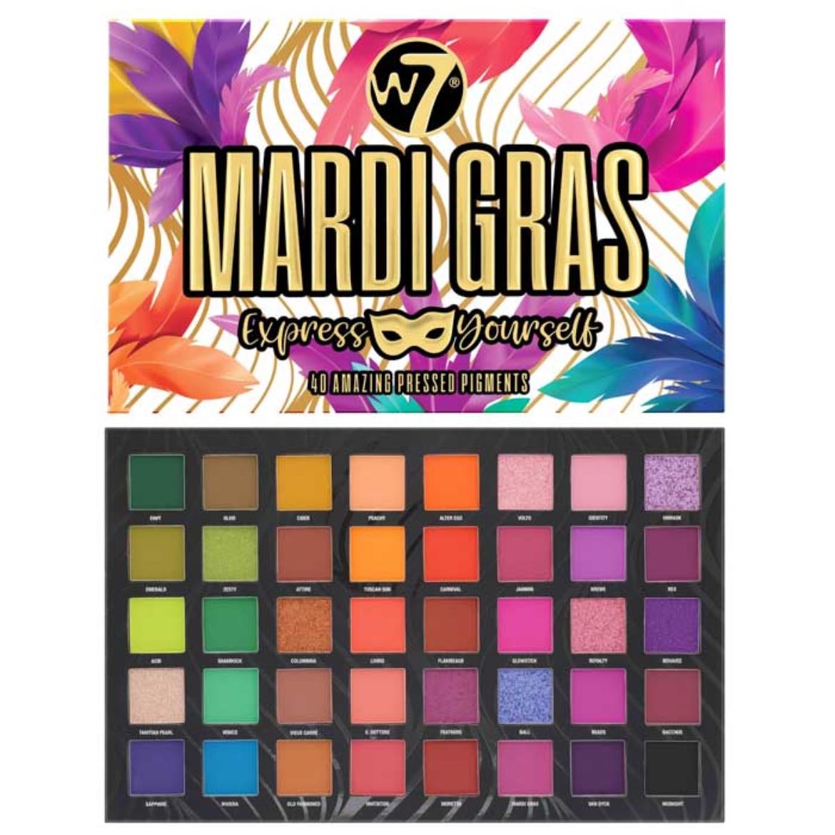 W7 - Paleta de Sombras y Pigmentos Prensados Mardi Gras