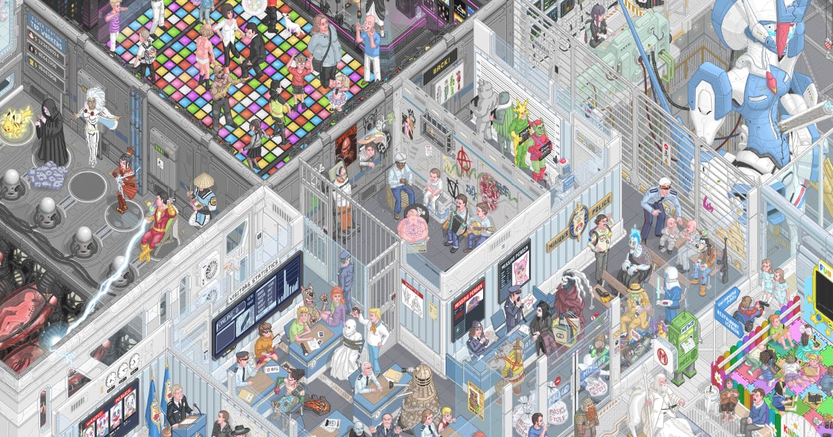 Floor796Th - A huge animation scene with many references to memes, games, films, series, anime, music groups