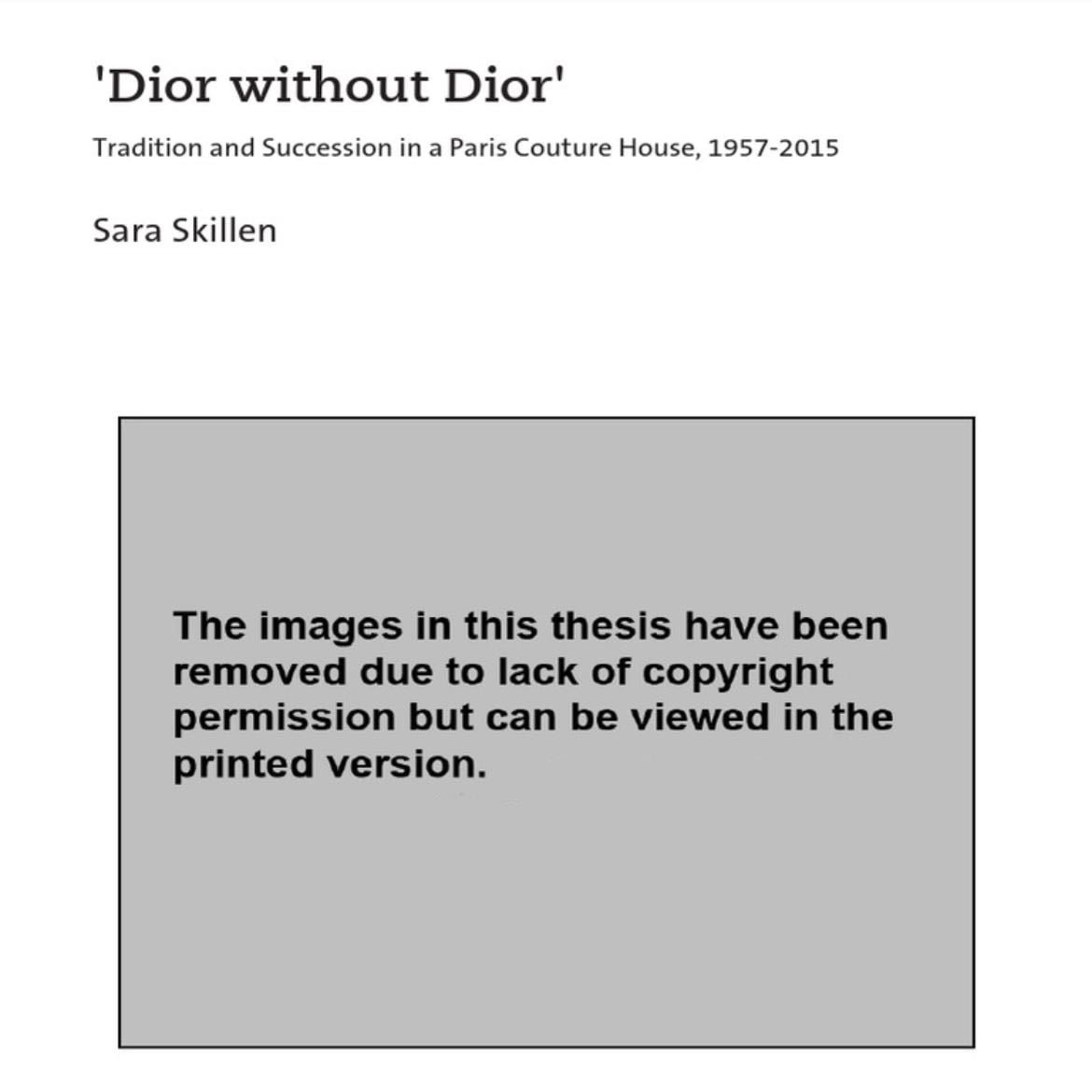 Dior Without Dior - Sara Skillen · 2019
