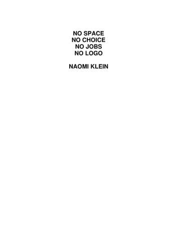 No Logo - Naomi Klein · 2000