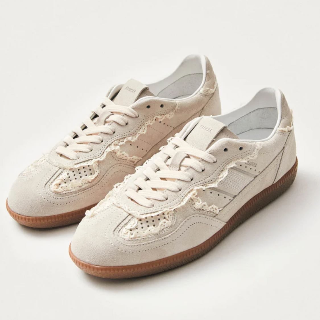 ALOHAS - Cream suede sneakers with crochet details