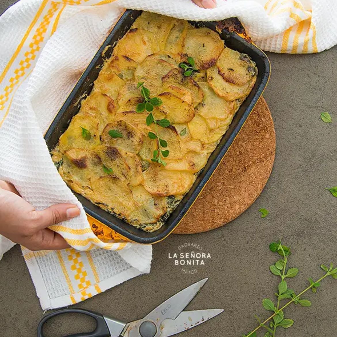 Gratin papa y espinaca