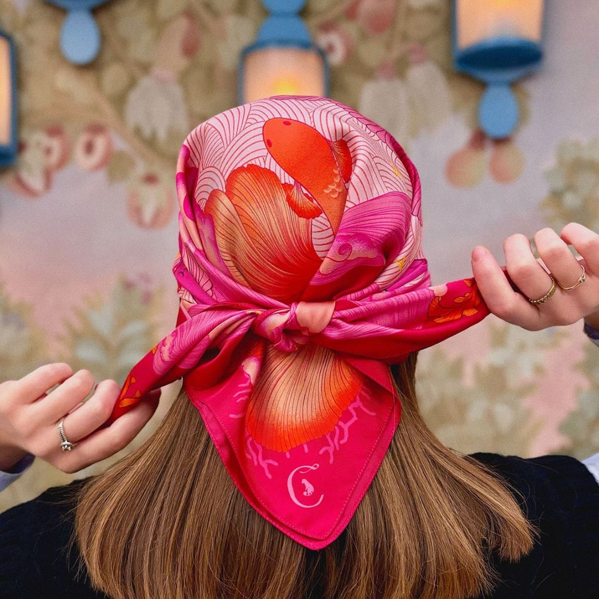 Foulard soie - Rose ardent 100% soie Maison CDP