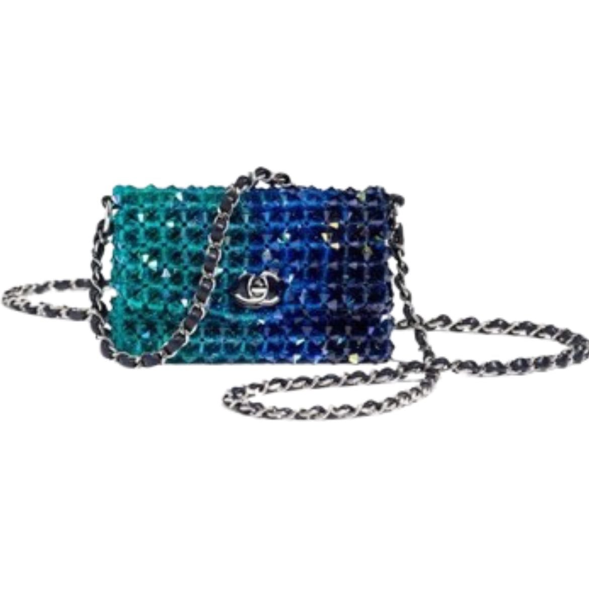 Blue Ombre Crystal Micro Flap - Chanel - Hand Jewelry โข Midnight Gradient