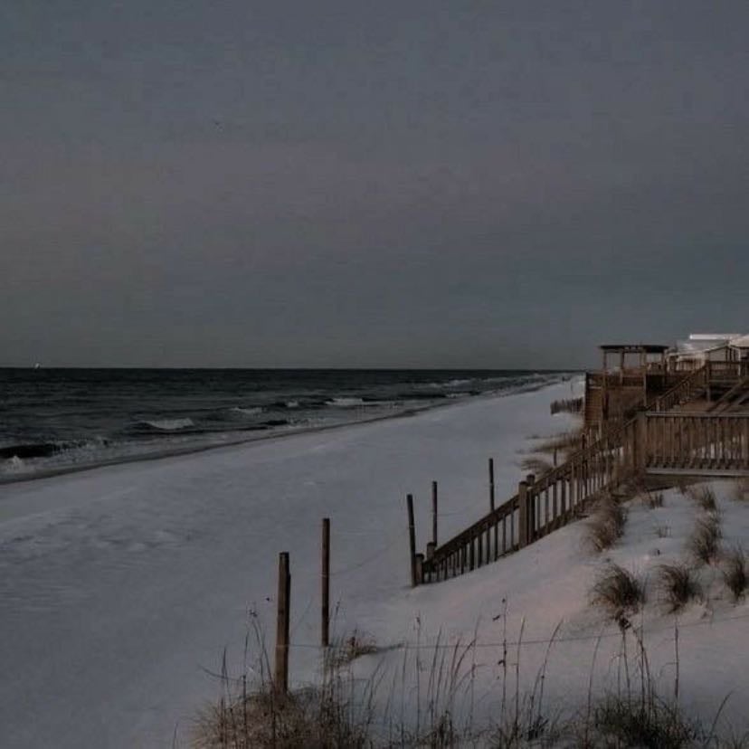 snow on the beach - “life is emotionally abusive, and time can’t stop me like you did” “and it’s fine to fake it ‘til you make it ‘til you do, ‘til it’s true”