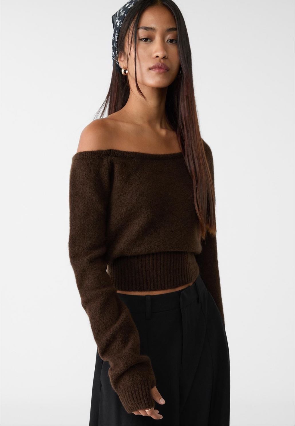 Jersey punto asimetrico - Stradivarius negro/beige