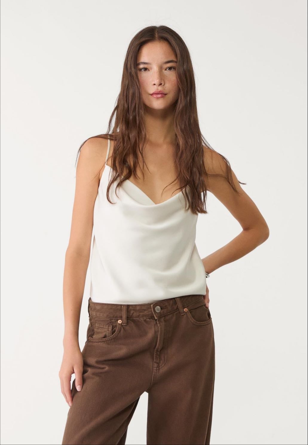 Top satinado tirantes stradi - blanco