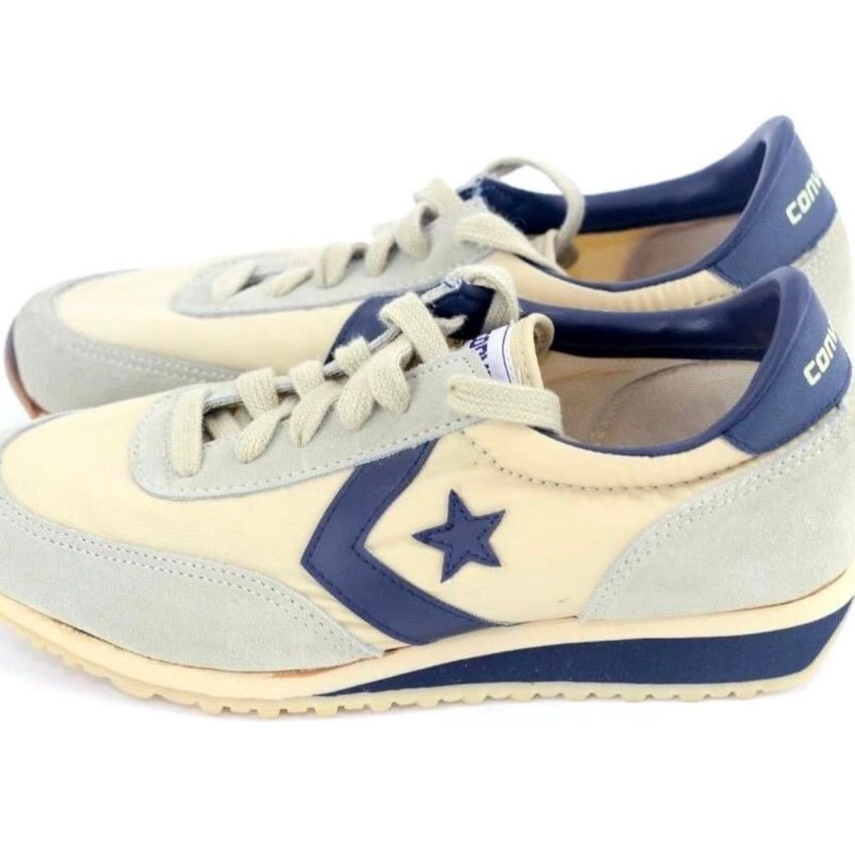 blue + white vintage converse