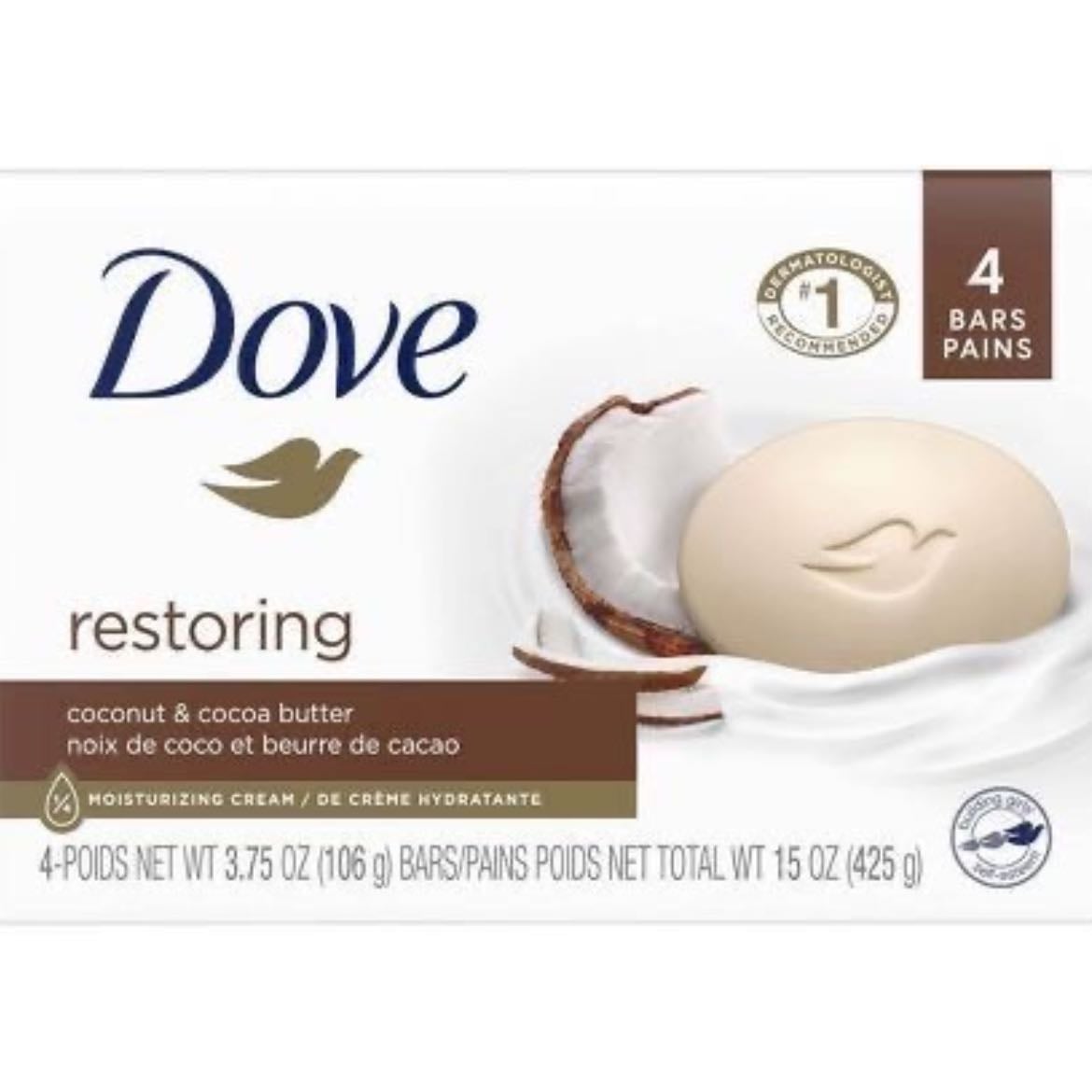 Jabón corporal en barra - Dove Restoring con coco y manteca de cacao