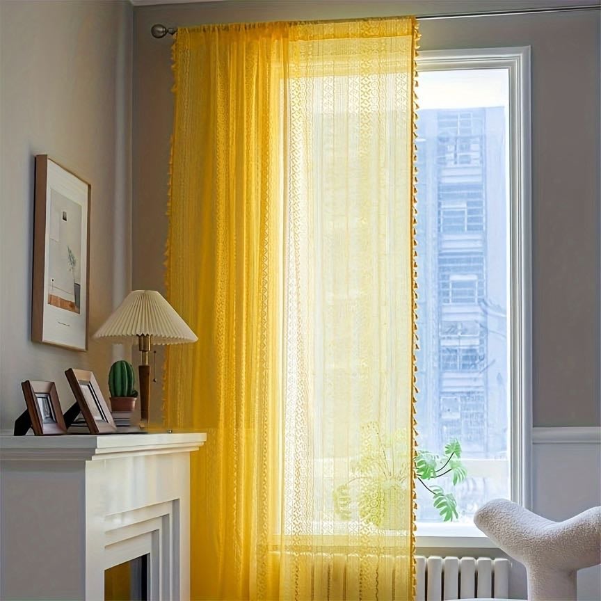 See through yellow curtains