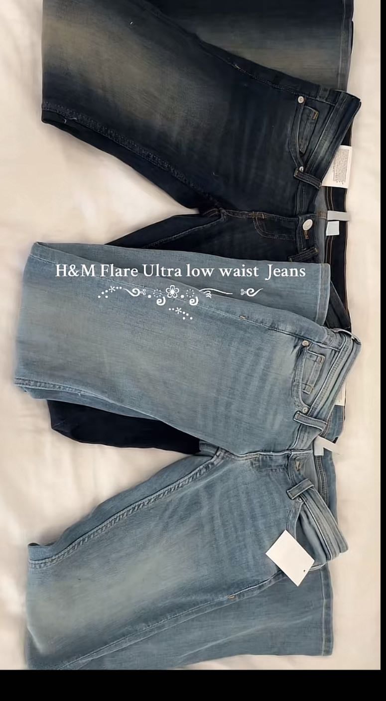 H&M flare ultra low waist jeans