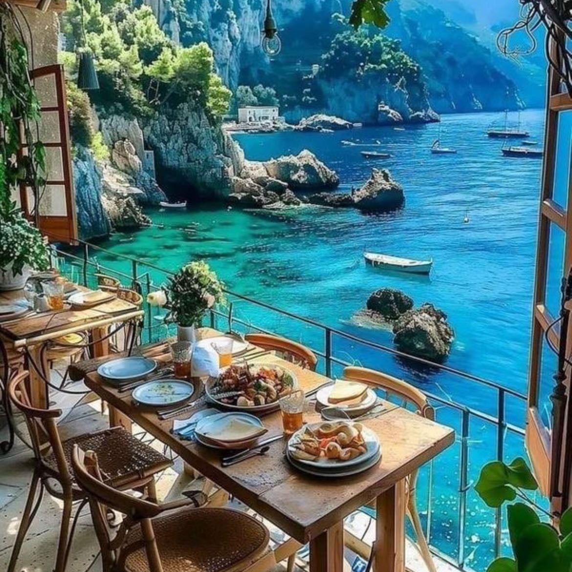 capri, italy - lunch and boating