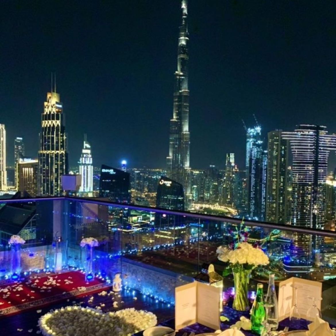 burj khalifa, dubai - dinner by it