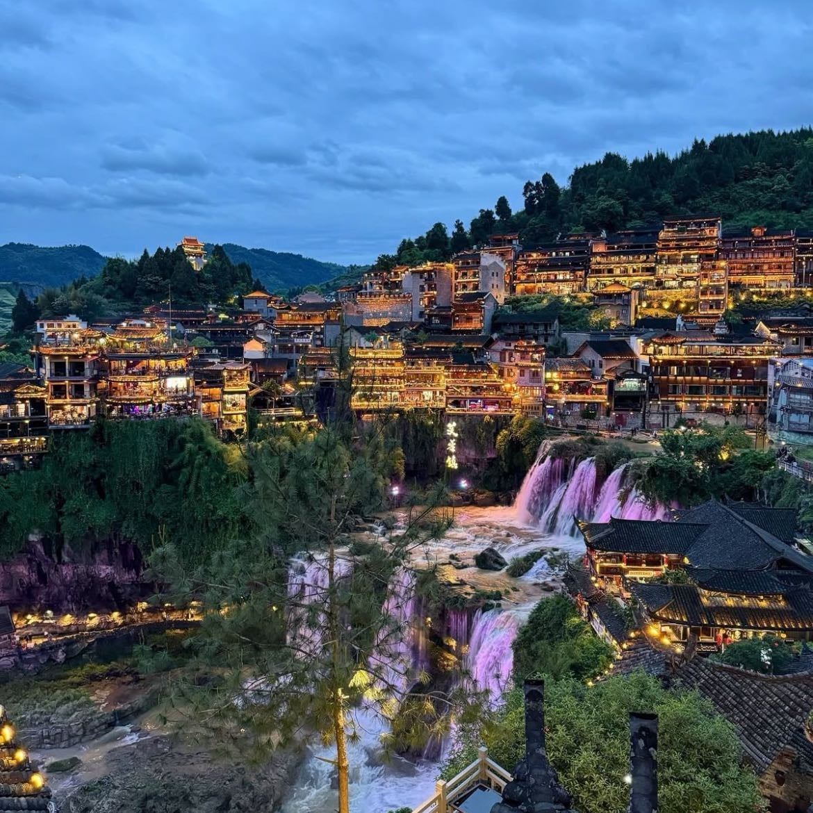 furong ancient town, china - dinner with lights