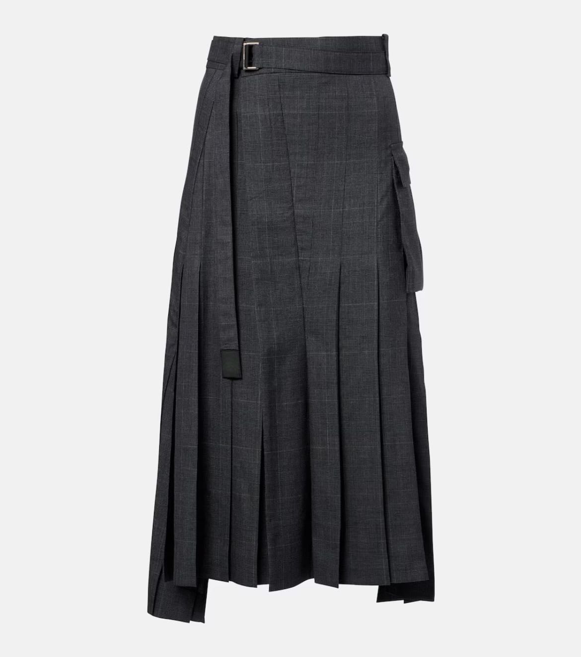 SACAI
Prince of Wales check wool midi skirt
