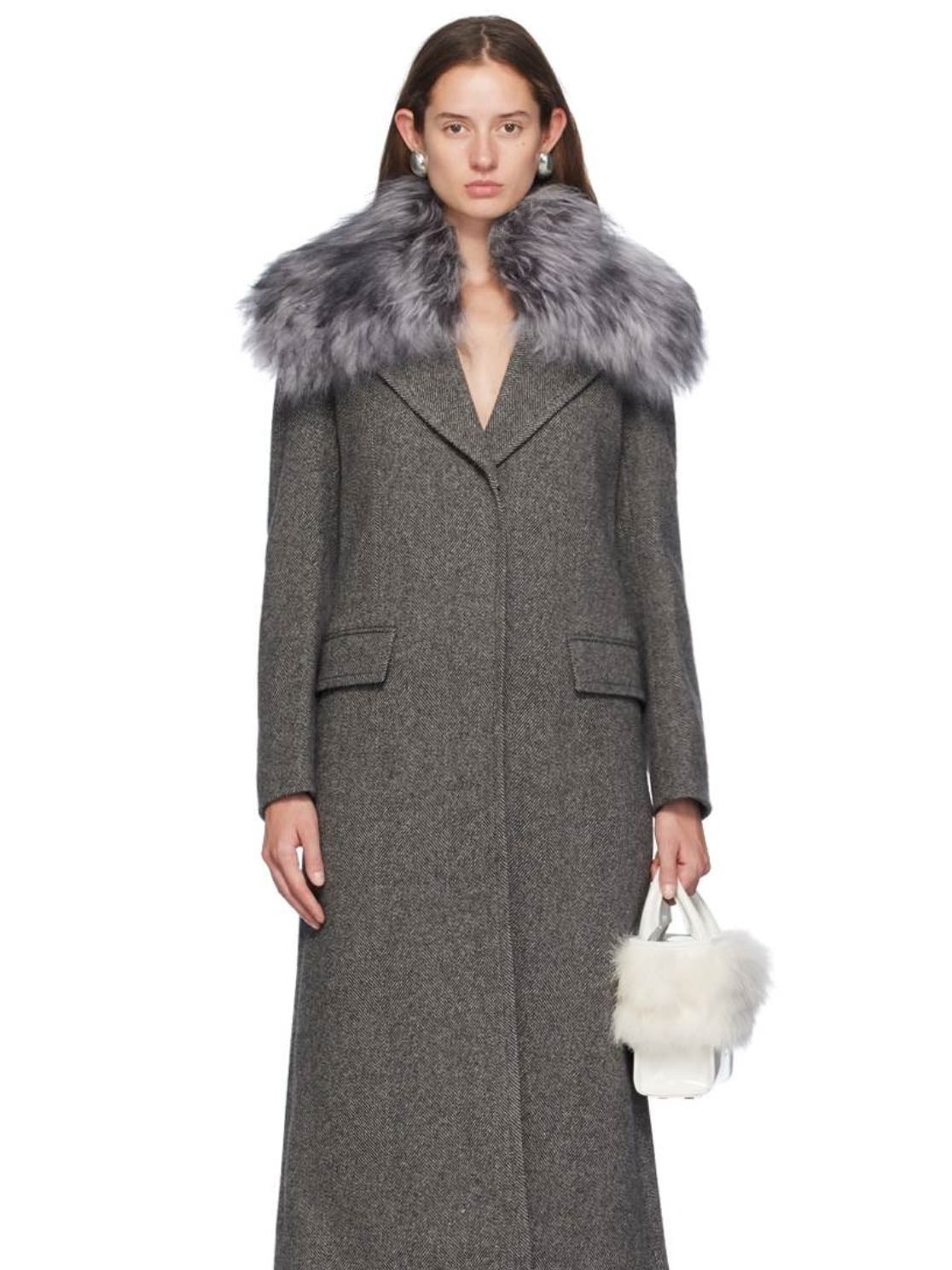 Blumarine grey wool shearling jacket