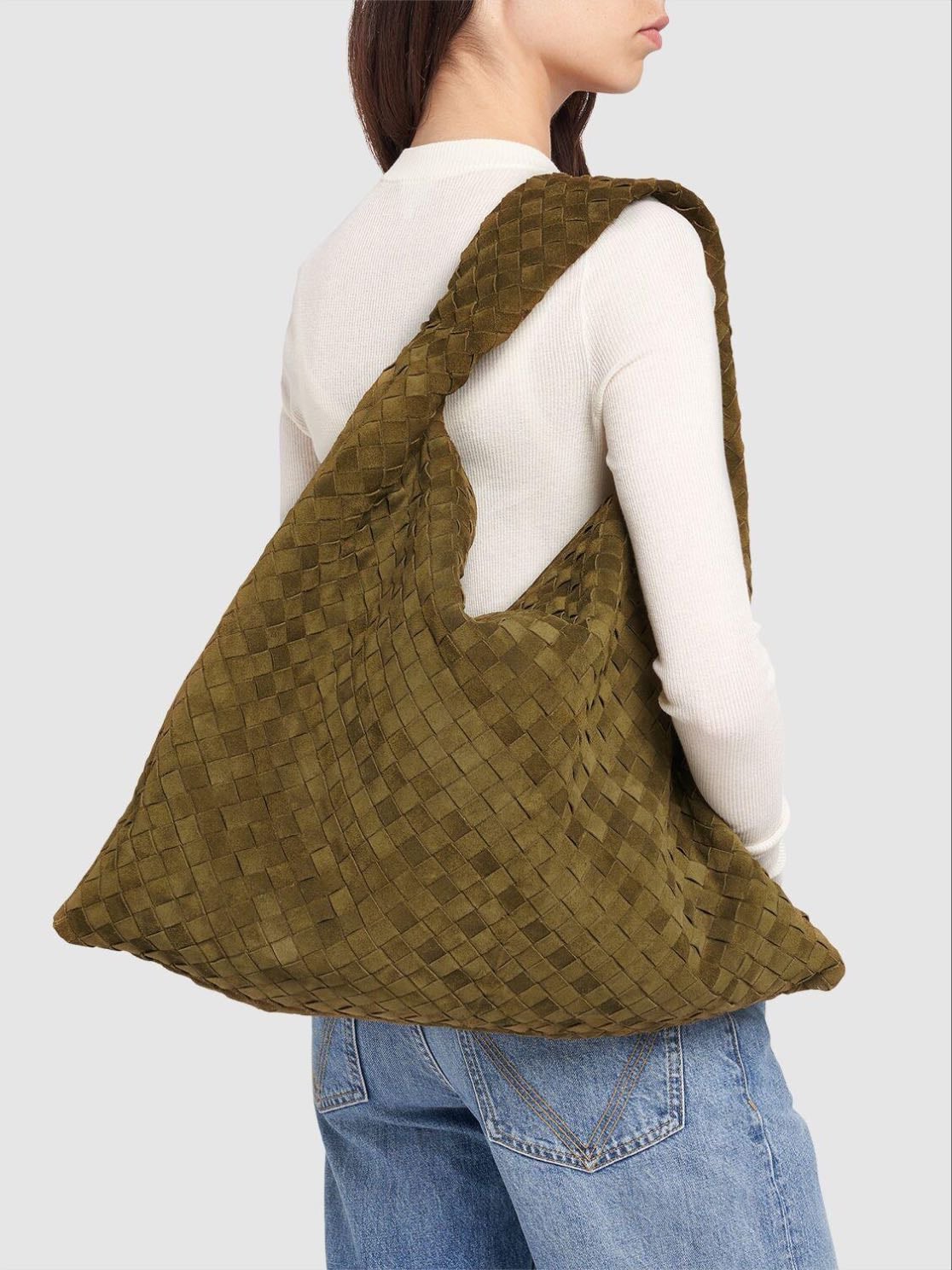 Bottega green suede hop bag