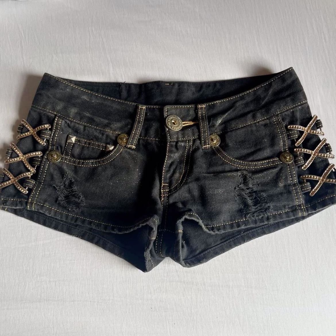 low rise denim shorts