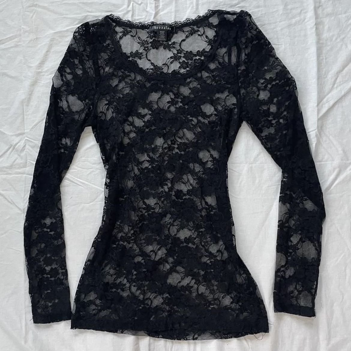 lace black long sleeve top