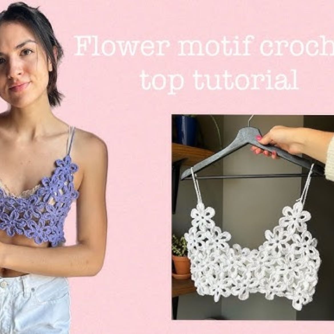Flower motif crochet top tutorial (easy) - YouTube