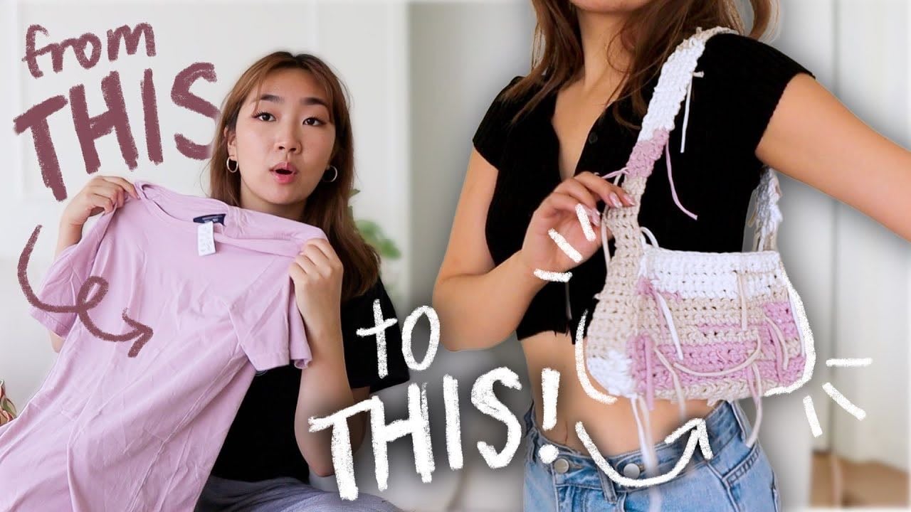 Turning A $3 T-shirt Into A Trendy Crochet Bag ✨👛 - YouTube