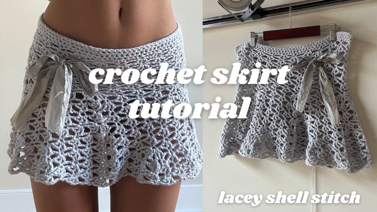 crochet lacey shell skirt tutorial ๅฝกห ๏ฝกยฐโ & how I increase - YouTube