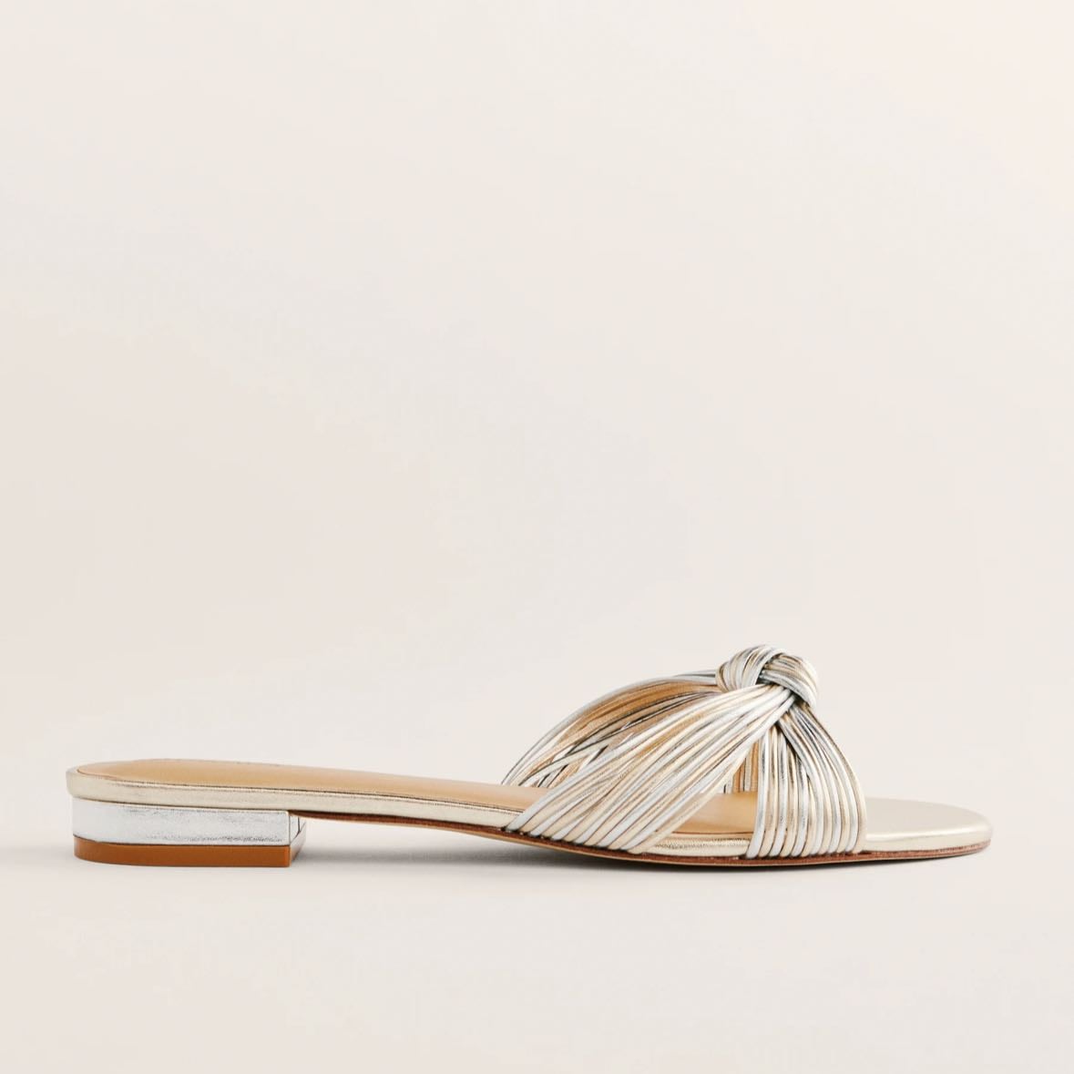 Reformation Peridot Mignon Knot Flat Sandal - In Gold Silver or White