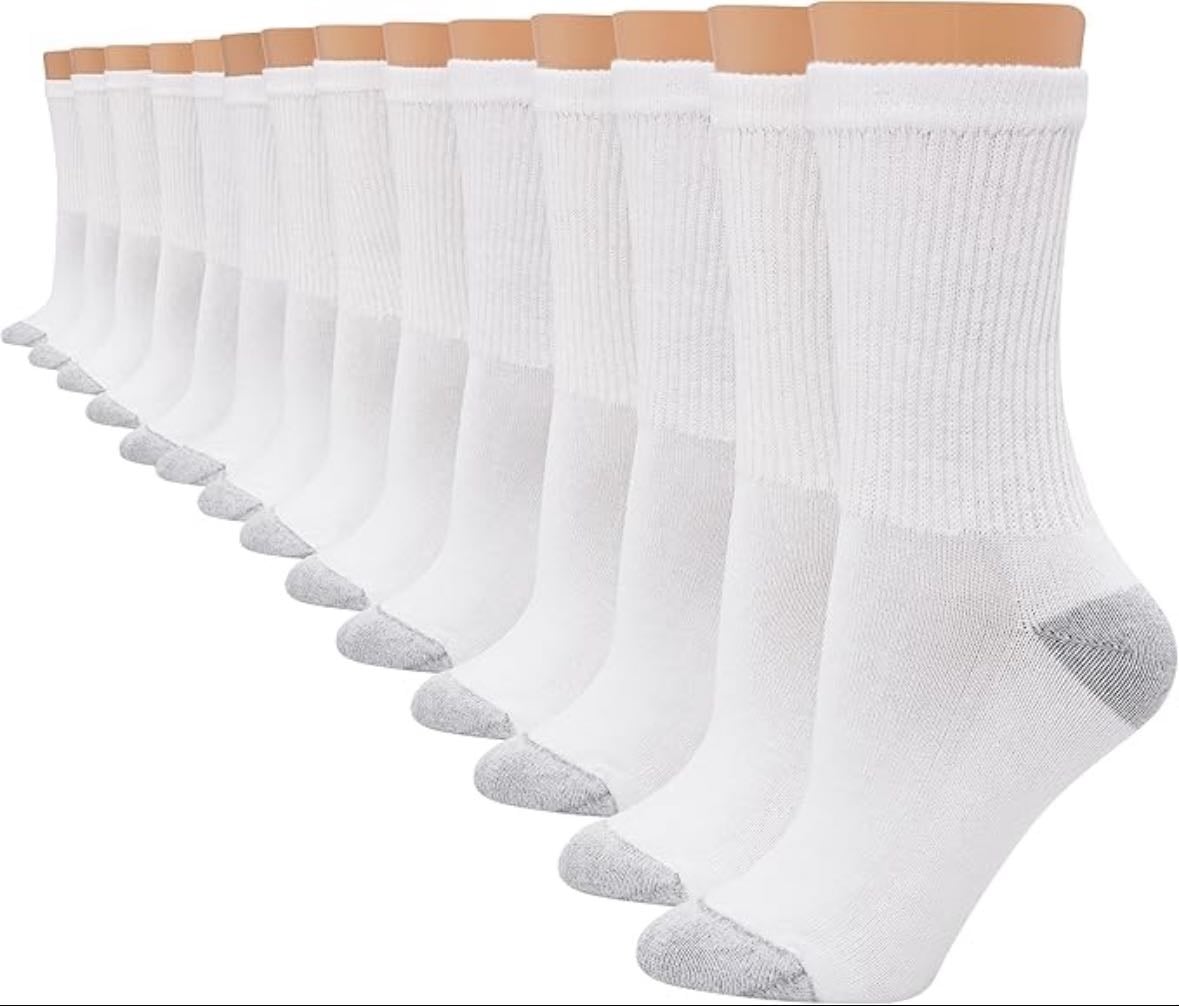 Hanes - Calcetines Cool Comfort Crew - Color Blanco
