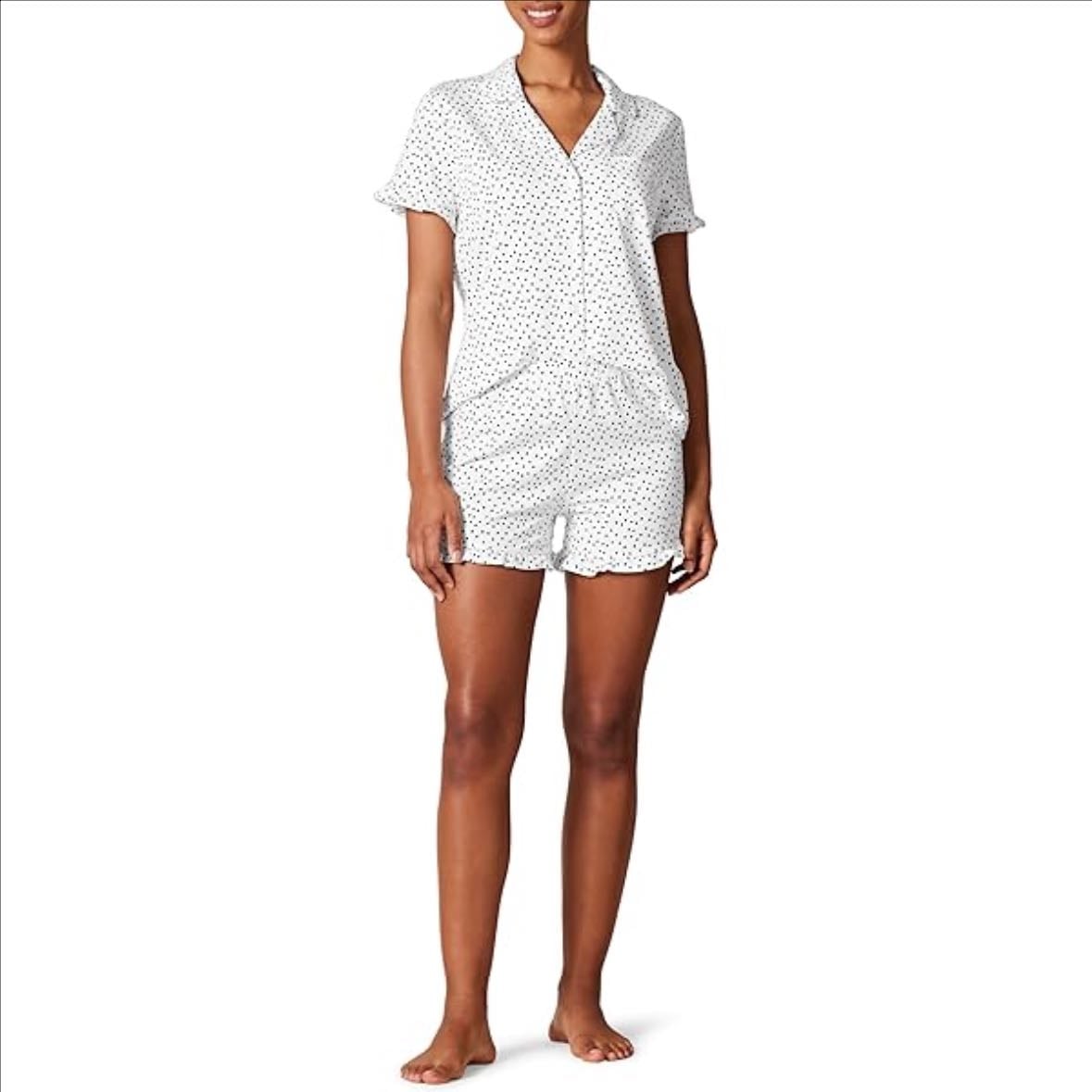 Amazon Essentials - Conjunto de pijama de Modal - Size M. En color Rosa Pálido, blanco estampado de puntos o azul pálido.