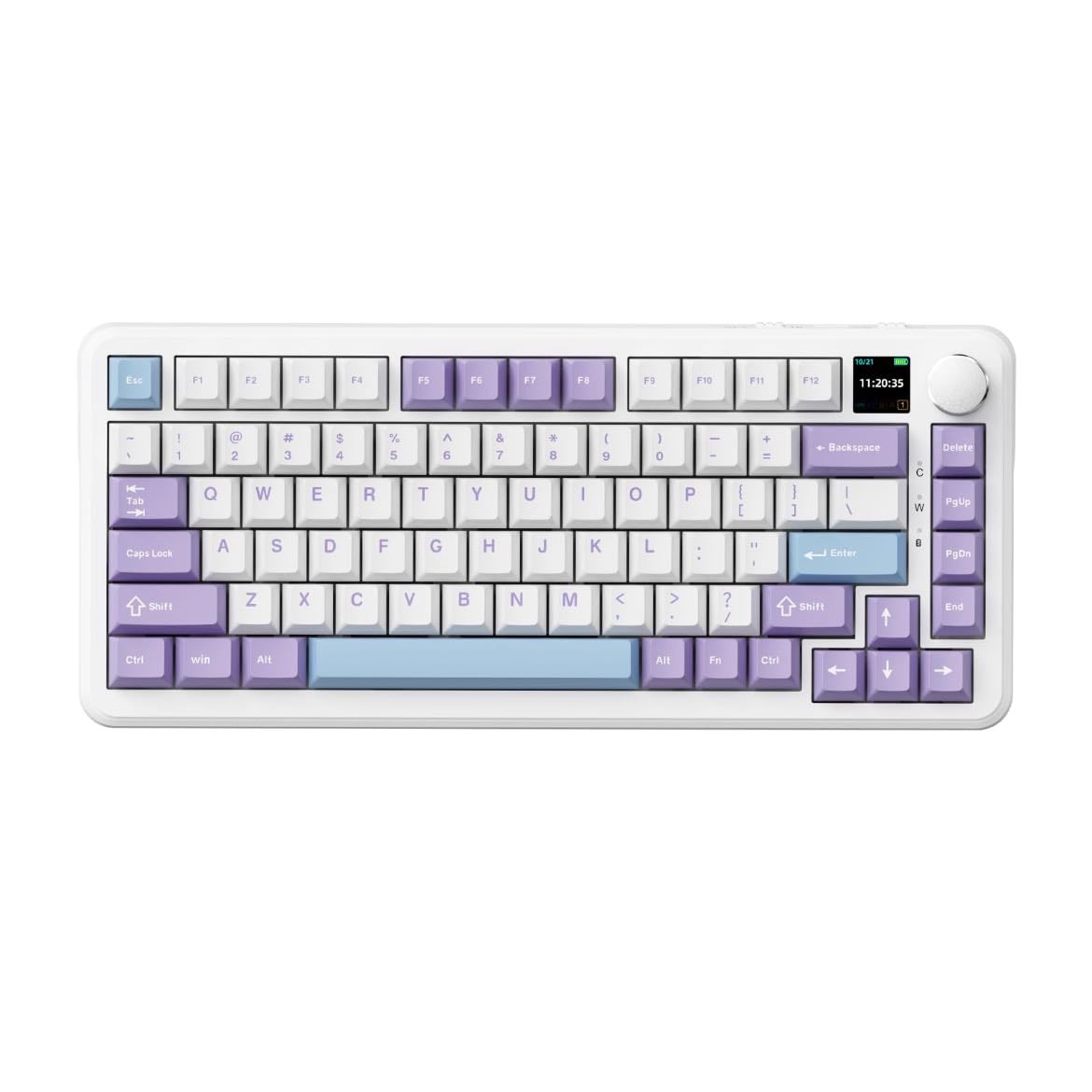 ajazz keyboard - Ajazz AK820 Pro 75% Gasket-mounted Mechanical Keyboard with TFT Screen, 3 Modes(Bluetooth 5.1/2.4G Wireless & Type-C Wired), Sound Dampening Foams (White Purple, Ajazz Gift Switch)