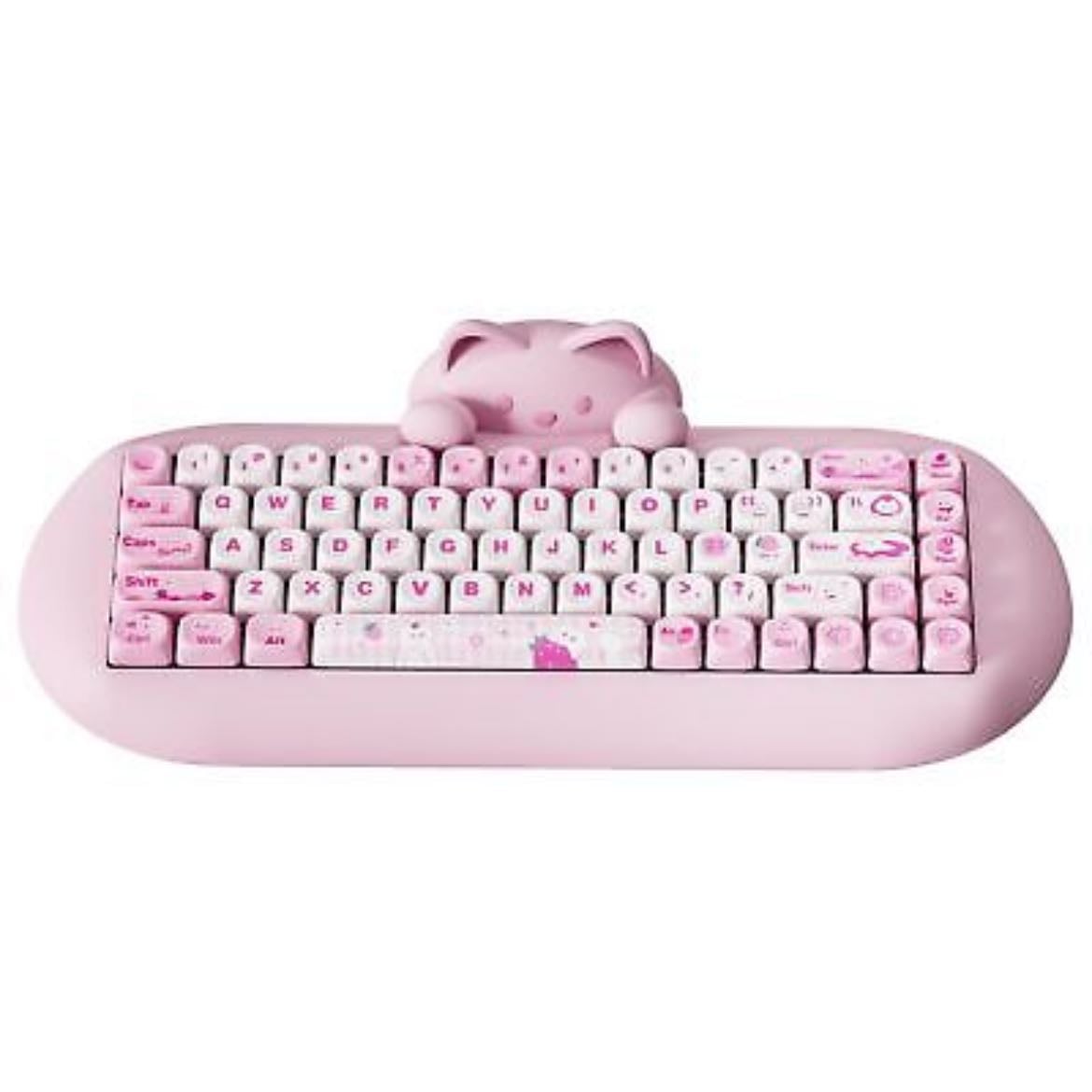 ᓭི༏ᓯྀ meow meow keyboard - YUNZII C68 Wireless Mechanical Keyboard,65% Gaming Hot Swap,Triple Mode BT5.0/2.4G/Wired, RGB Backlit NKRO,Cute Cat Silicone Ergonomic Keyboard for Win/Mac(Milk Switch, Pink Cat)