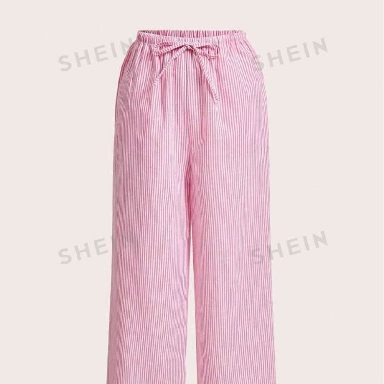 Pink striped Linen pants - shein