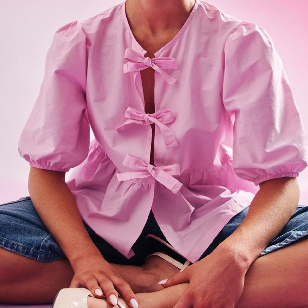 baby pink tie front shirt - mrp fashion