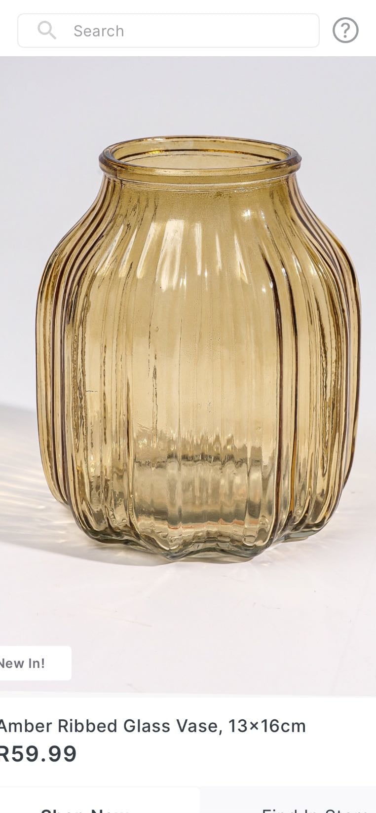 Amber Ribbed Glass Vase - mrp home