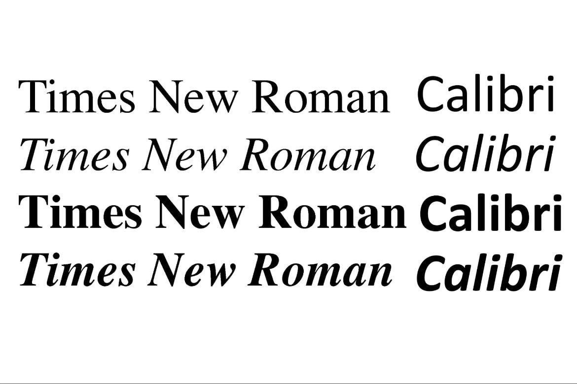 Times New Roman, size 12