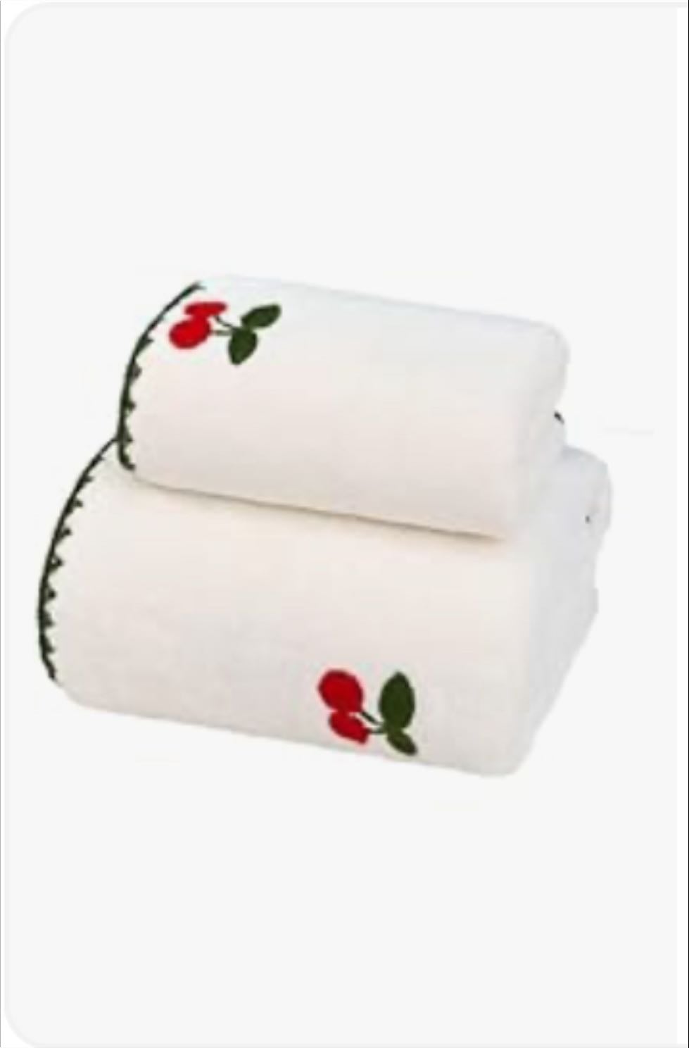 Coral Velvet Towels Set, Fruit Embroidery