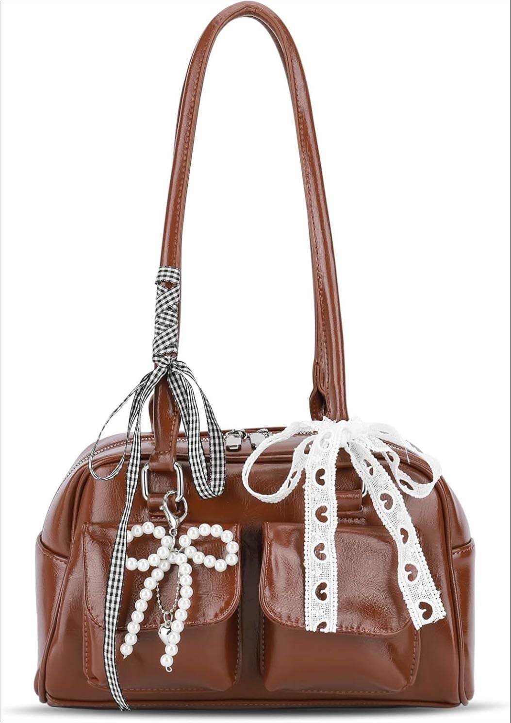 Bow Purse Cute Ita Bag Aesthetic Japanese Shoulder Bag Y2K Purse Leather Tote Bag Satchel Handbag Purse