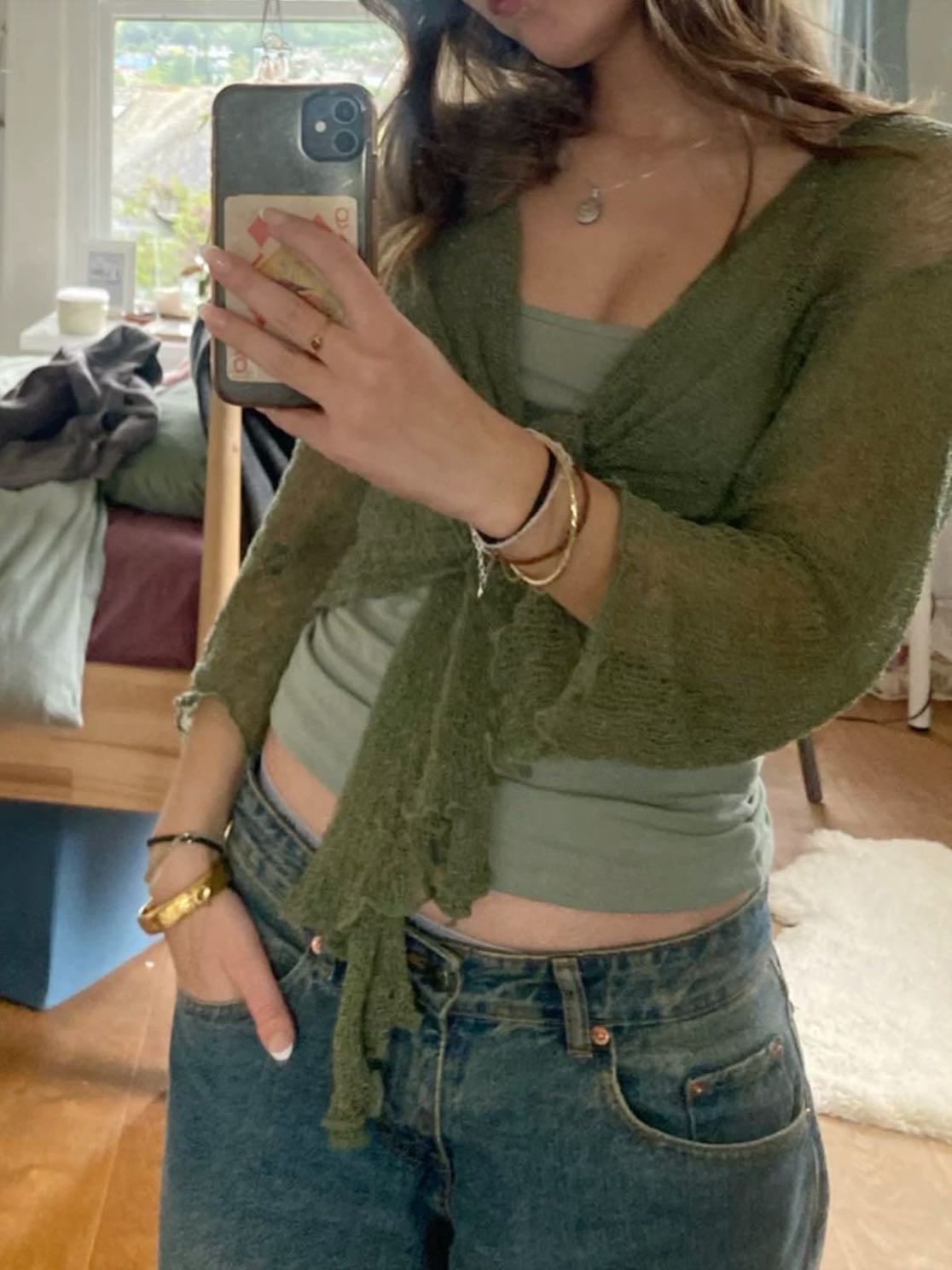 Green cardigan