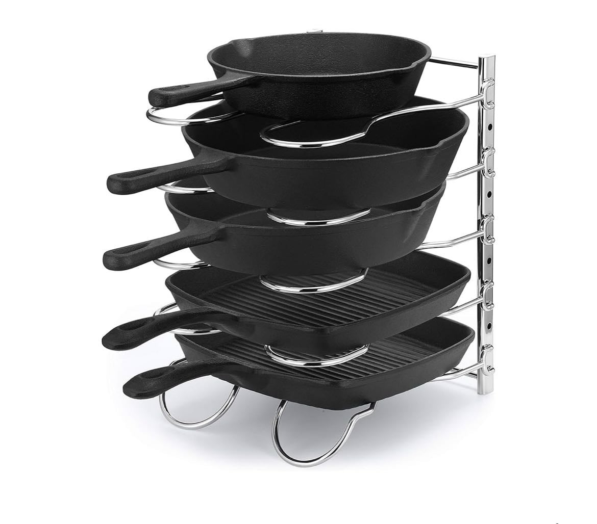 CAXXA Heavy Duty Pan Rack, Pot Lid Rack, Kitchen Cabinet Pantry Cookware