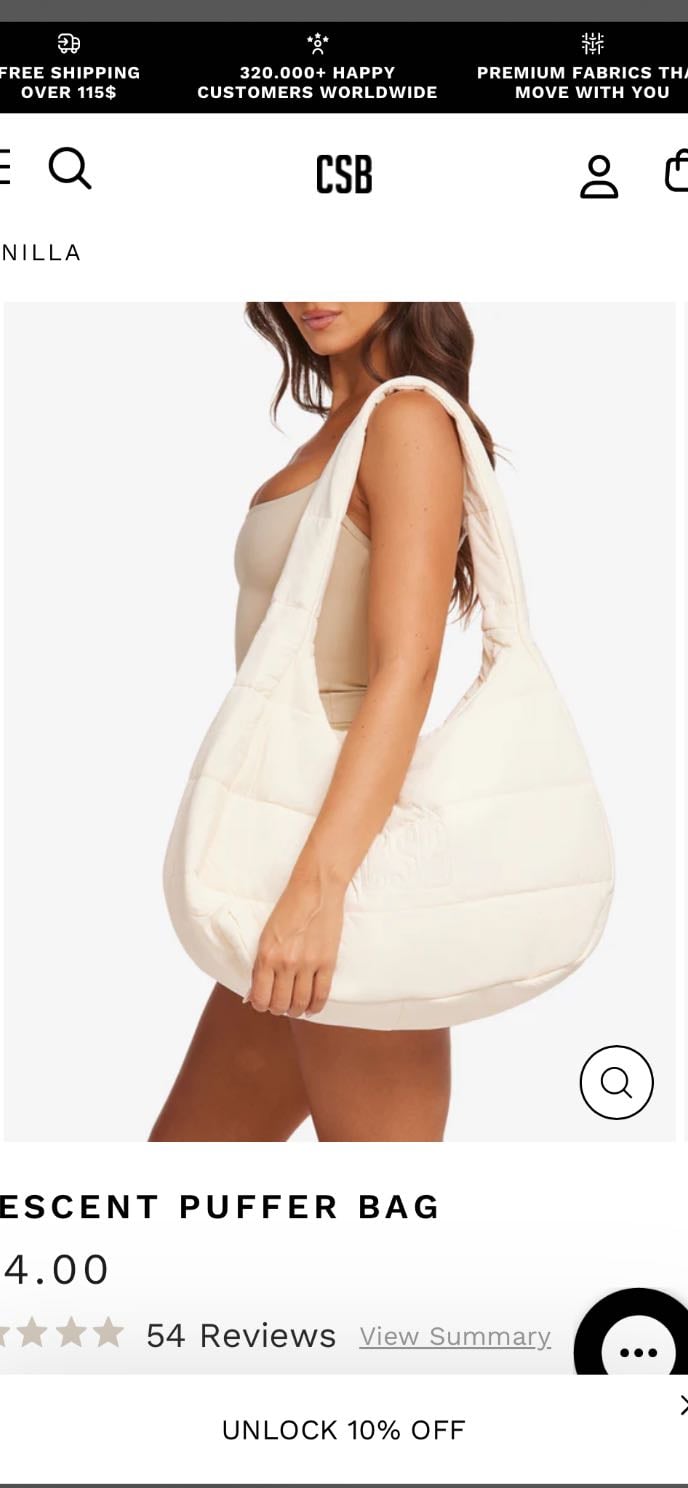 Crescent puffer bag