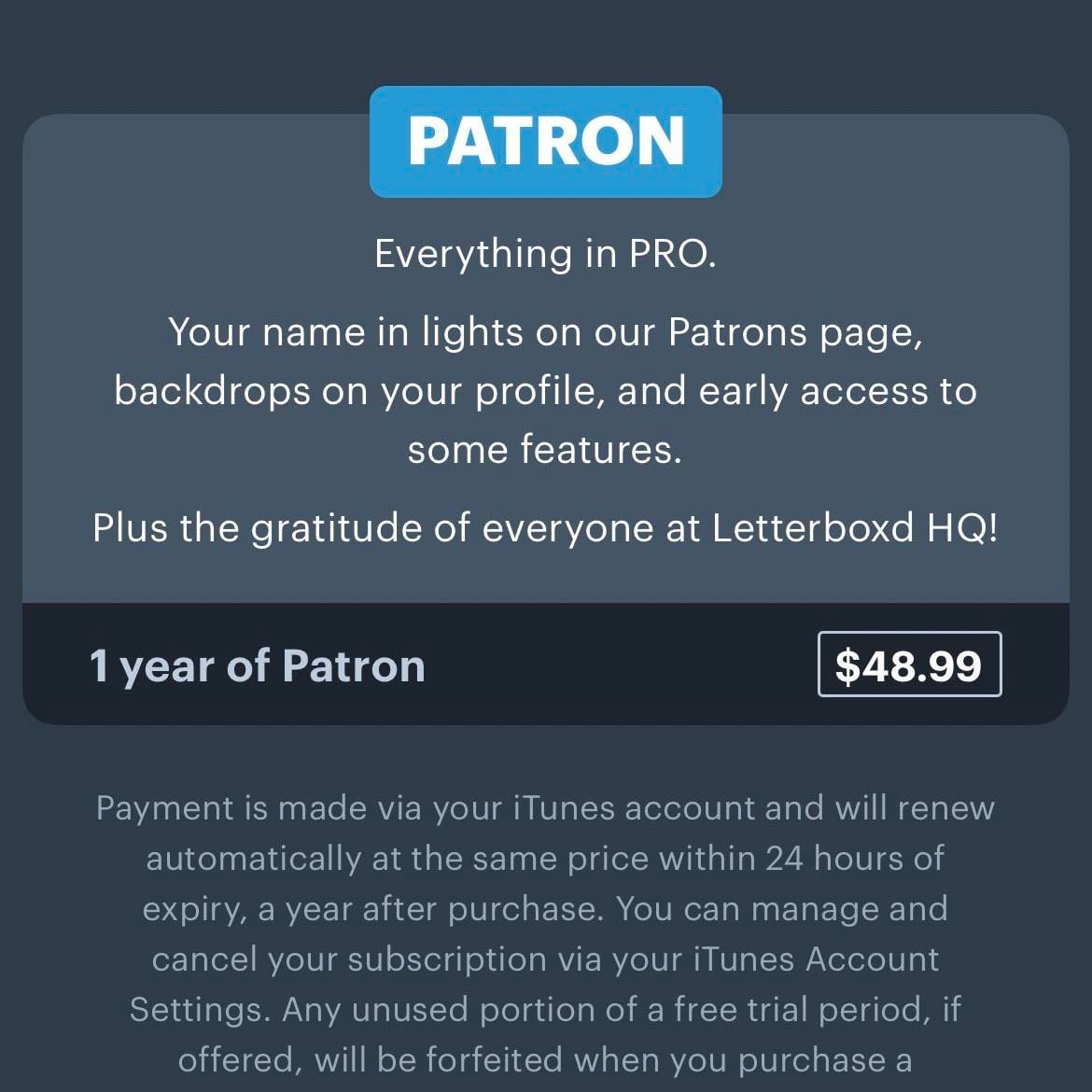 letterboxd patron - please god