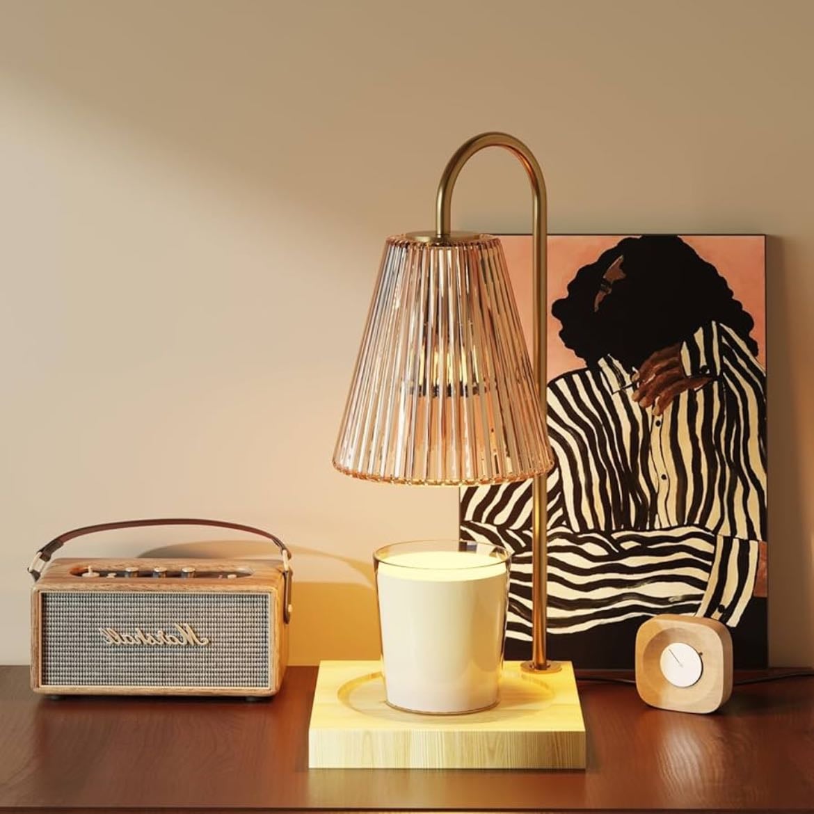 Lámpara para velas con temporizador cristal