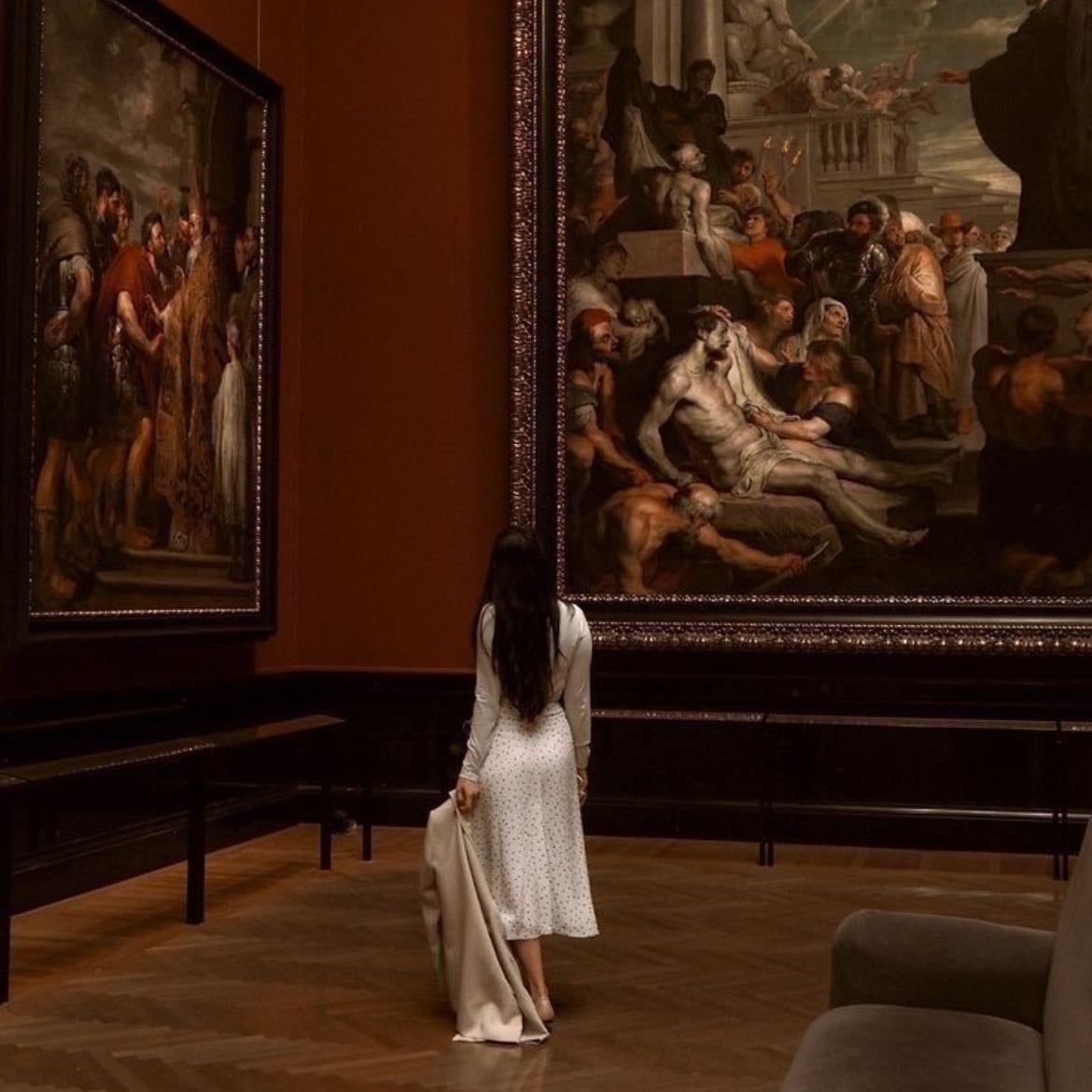 with a big painting