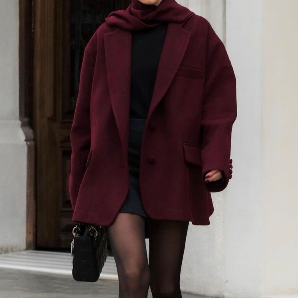 burgundy coat