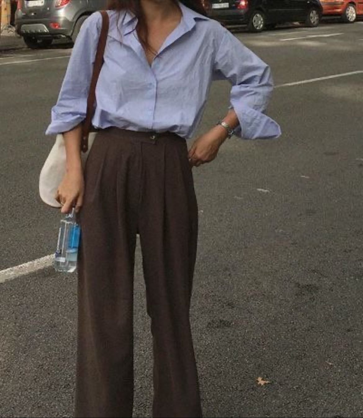 blue button up shirt