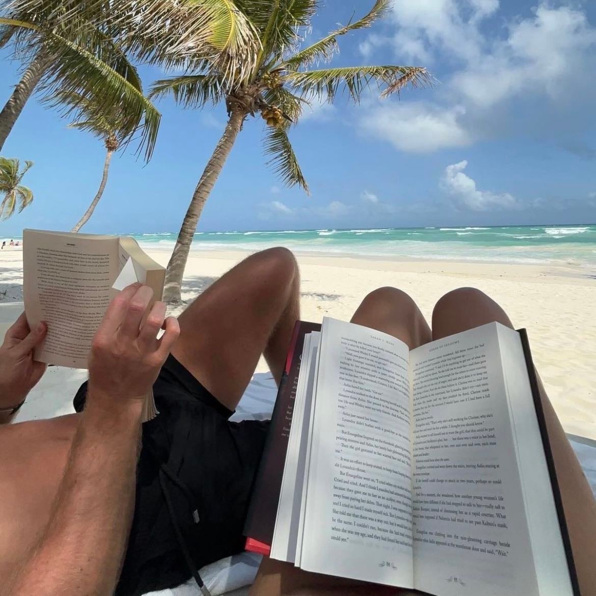 Reading together outside
