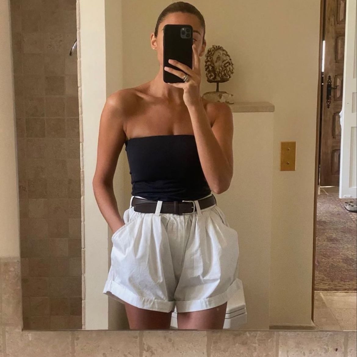 top strapless y short - de tela